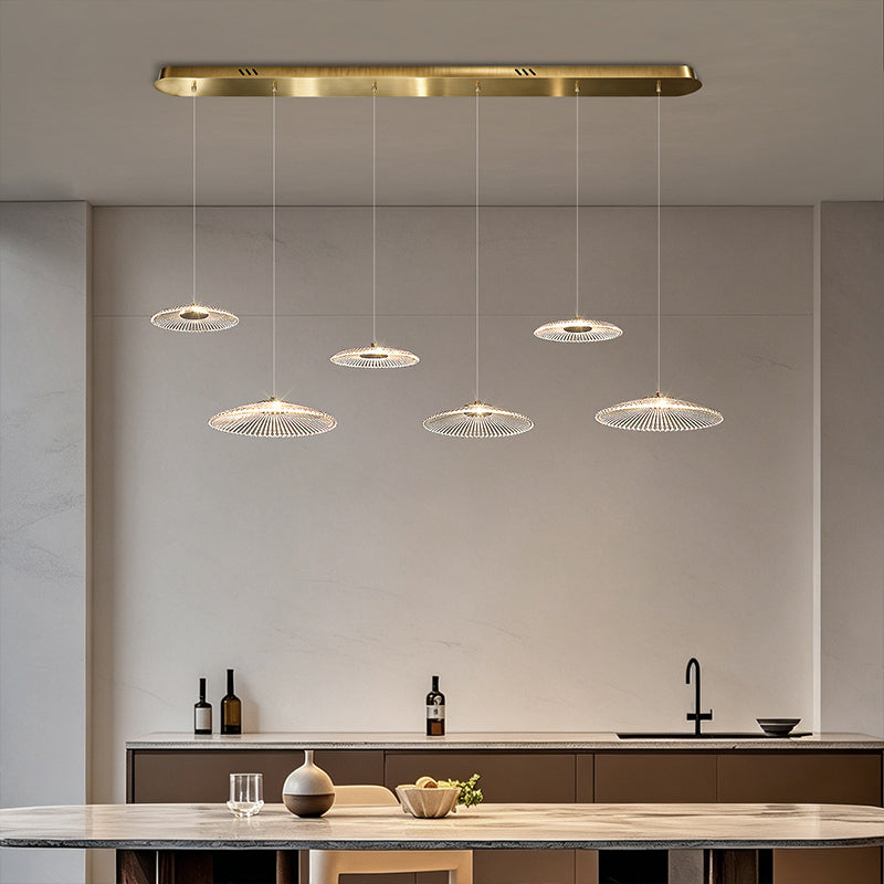 Modern Luxury Glass Chandelier Bar Kitchen Island Table Ripple Water Glass Pendant Lamp Art High Ceiling Hanging Lights
