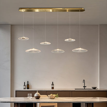 Modern Luxury Glass Chandelier Bar Kitchen Island Table Ripple Water Glass Pendant Lamp Art High Ceiling Hanging Lights