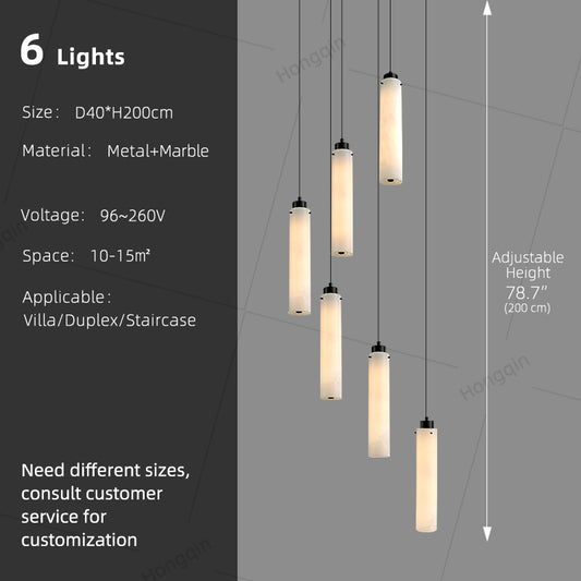 Marble Pendant Light for Stair Sitting Room Villa Staircase Chandelier Duplex Loft Chandelier High Ceiling Hanging Lights Lustre