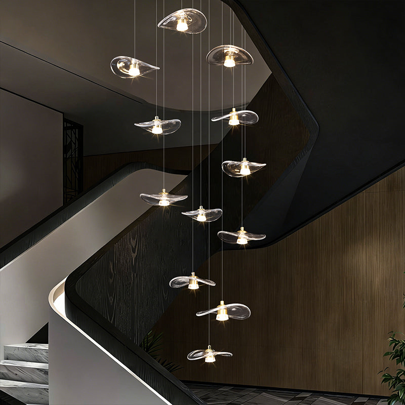 Stair Chandelier Luxury Nordic Minimalist Glass Staircase Chandelier Lighting Villa Staircase High Ceiling Chandelier