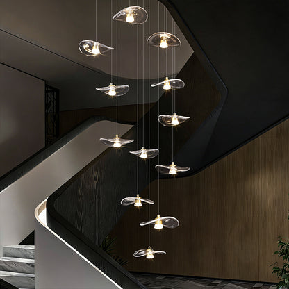 Stair Chandelier Luxury Nordic Minimalist Glass Staircase Chandelier Lighting Villa Staircase High Ceiling Chandelier