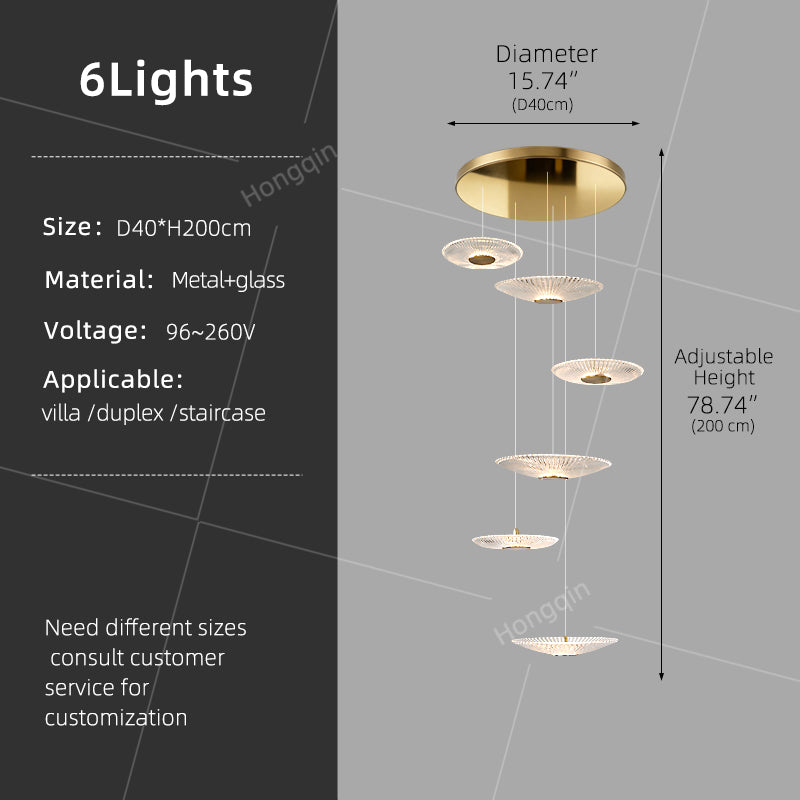 Modern Glass Stair Chandelier Villa Duplex Loft Ceiling Hanging Light