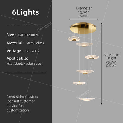 Modern Glass Stair Chandelier Villa Duplex Loft Ceiling Hanging Light