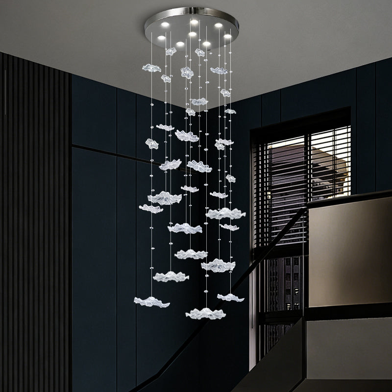 Stair Lighting Chandelier Villa Staircase High Ceiling Chandelier Glass Duplex Loft Hanging Lamp Long Pendant Light Staircase