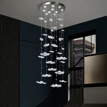 Stair Lighting Chandelier Villa Staircase High Ceiling Chandelier Glass Duplex Loft Hanging Lamp Long Pendant Light Staircase