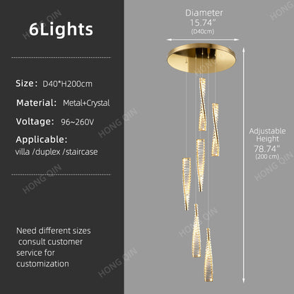 Luxury Spiral Staircase Crystal Chandelier