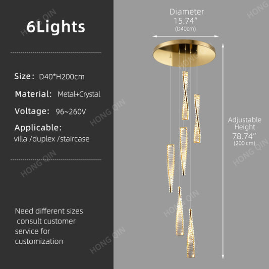 Luxury Spiral Staircase Crystal Chandelier