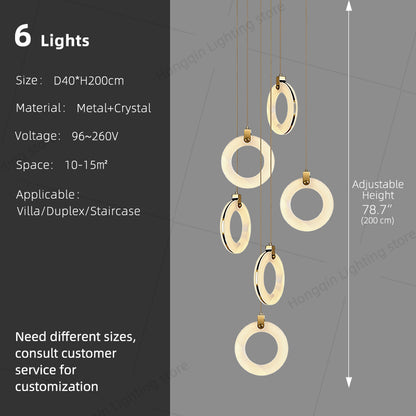 Stair Chandelier Nordic Minimalist Marble Staircase Pendant Light Villa Staircase High Ceiling Chandelier Luxury Lighting