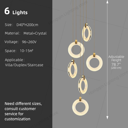 Stair Chandelier Nordic Minimalist Marble Staircase Pendant Light Villa Staircase High Ceiling Chandelier Luxury Lighting
