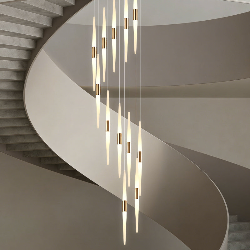 Acrylic Design Ceiling Stair Pendant Lamp Lighting Luxury Fixture Chandelier Long Staircase Chandelier Lustre Hanging Light