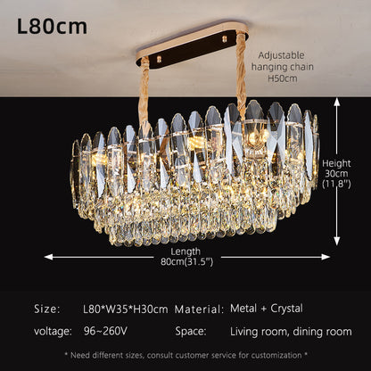 Luxury LED Ring Crystal Living Room Hanging Lamp