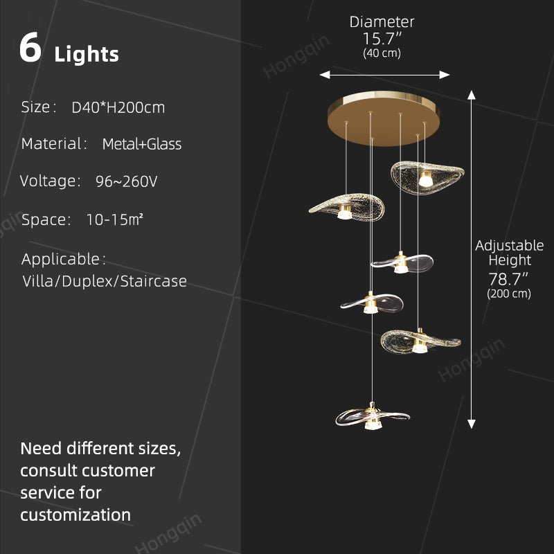 Staircase Duplex Loft Pendant Light Rotating Staircase Light Glass Pendants Lighting Modern Ceiling Chandelier