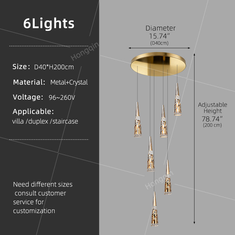 Modern Crystal Chandelier Loft Pendant Light Chandelier for Stairs Designer Pendant Lamp Suspension Ceiling Light