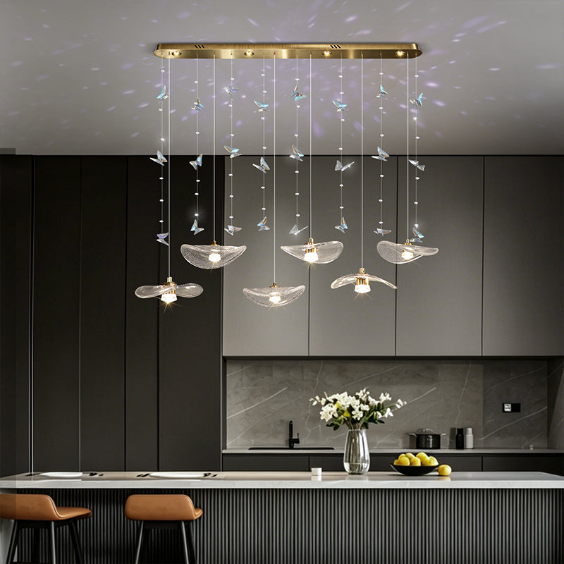 Restaurant Pendant Light Modern Villa Loft Chandelier Designer Lotus Leaf Glass Ceiling Hanging Chandelier