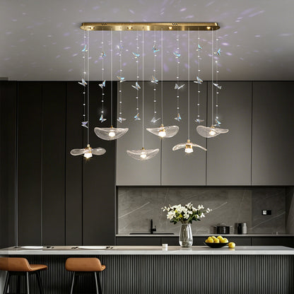 Restaurant Pendant Light Modern Villa Loft Chandelier Designer Lotus Leaf Glass Ceiling Hanging Chandelier
