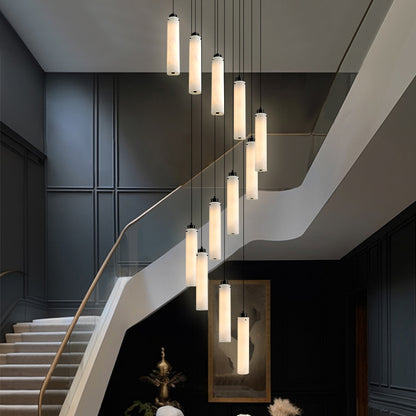 Marble Pendant Light for Stair Sitting Room Villa Staircase Chandelier Duplex Loft Chandelier High Ceiling Hanging Lights Lustre