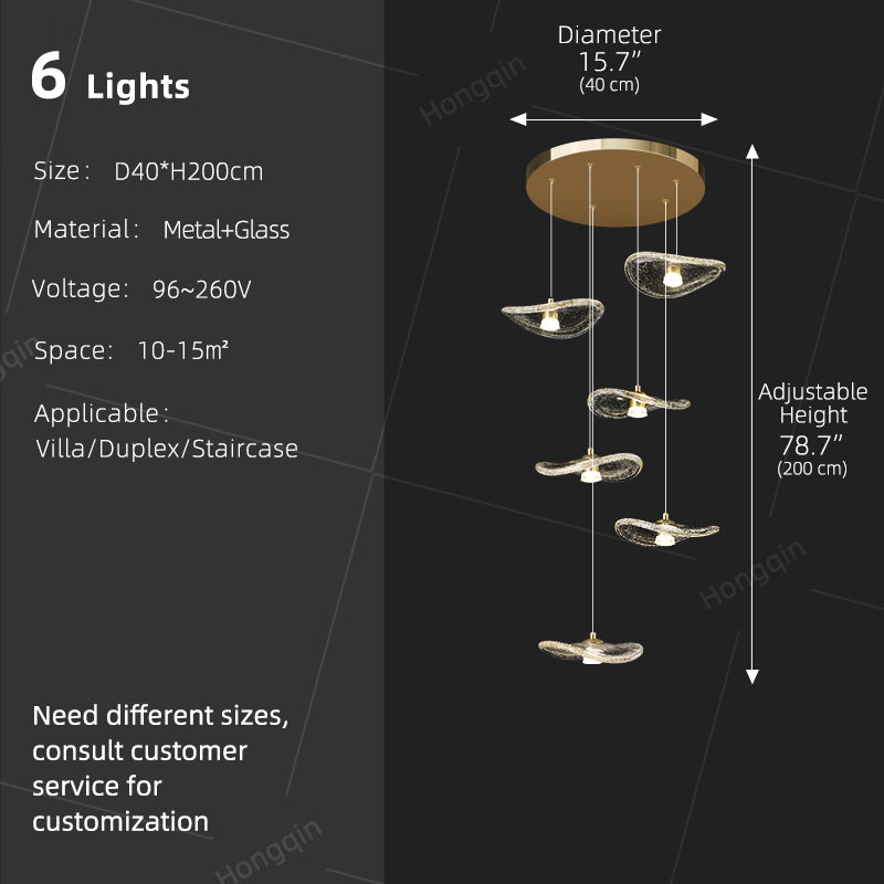Indoor Rotating Staircase Hanging Lights Nordic Minimalist Villa Staircase Glass High Ceiling Chandelier Luxury Lighting