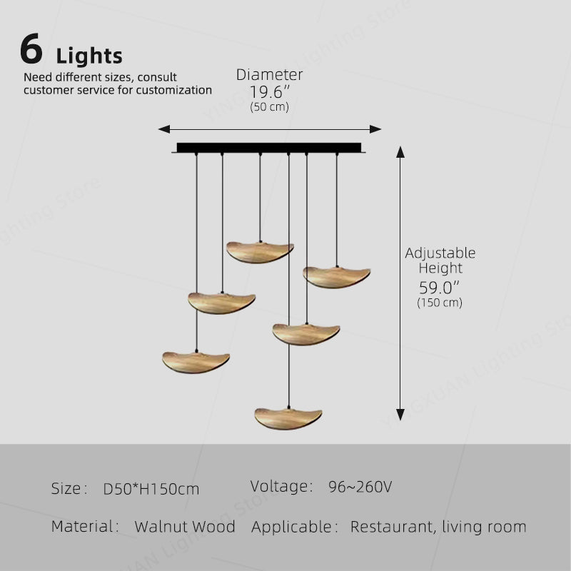 Wabi Sabi Solid Wood Villa Duplex Staircase Restaurant Chandelier