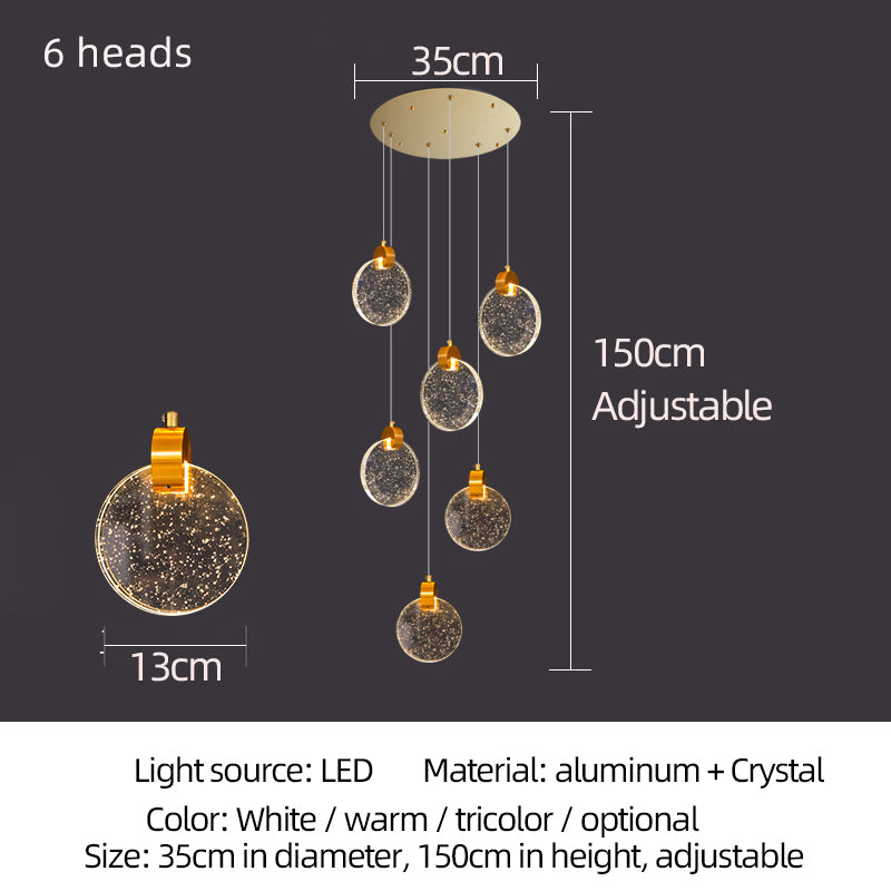 Modern Luxury Staircase Crystal Raindrop Pendant Light