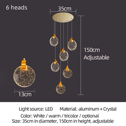 Modern Luxury Staircase Crystal Raindrop Pendant Light