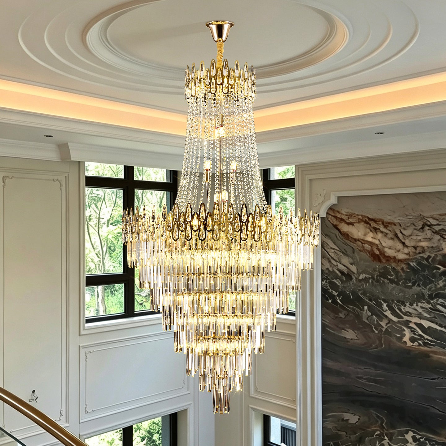 Luxury Villa Hall Duplex Loft Staircase Pendant Light