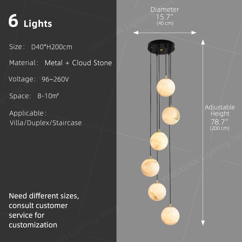 Luxury Marble High Minimalist Long Chandelier