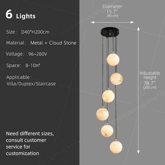 Luxury Marble High Minimalist Long Chandelier