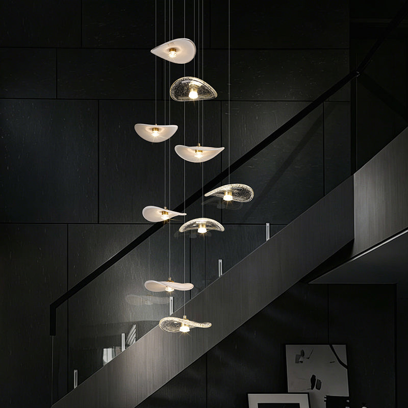 Stair Light LED Glass Chandelier Modern Pendant Light for Living Restaurant Staircase Long Villa Hote Luxury Stairwell Lighting