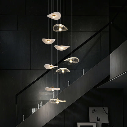 Stair Light LED Glass Chandelier Modern Pendant Light for Living Restaurant Staircase Long Villa Hote Luxury Stairwell Lighting