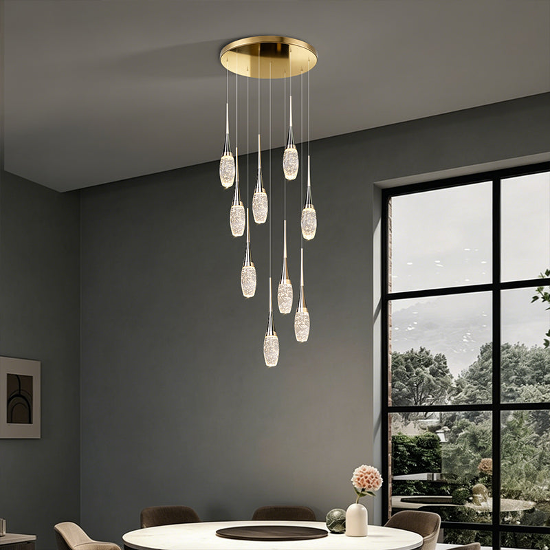 Modern Staircase Pendant Light Luxury Villa Attic Restaurant Suspended Ceiling Ceiling Light Designer Crystal Pendant Light