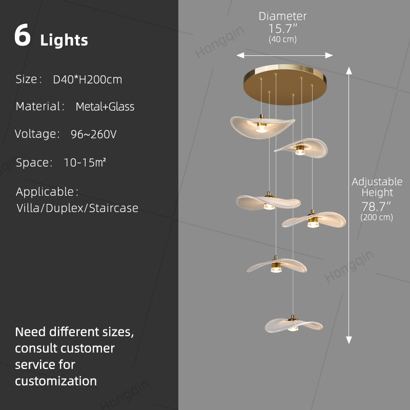 Stair Chandelier Luxury Nordic Minimalist Glass Staircase Chandelier Lighting Villa Staircase High Ceiling Chandelier
