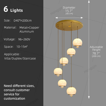 Staircase Pendant Light Lustre Minimalist Duplex Loft Marble Chandelier Villa High Ceiling Hanging Lamp Long Stair Chandelier
