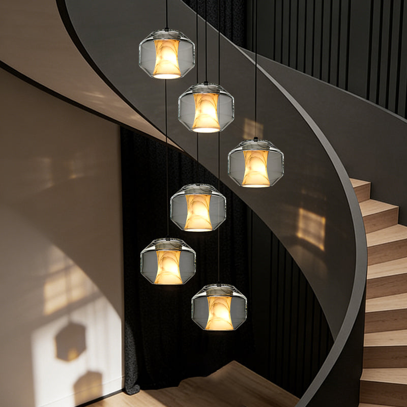 Stair Chandelier Nordic Pendent Light Minimalist Marble Ceiling Hanging Lamp Sitting Room Villa Staircase Chandelier Lighting