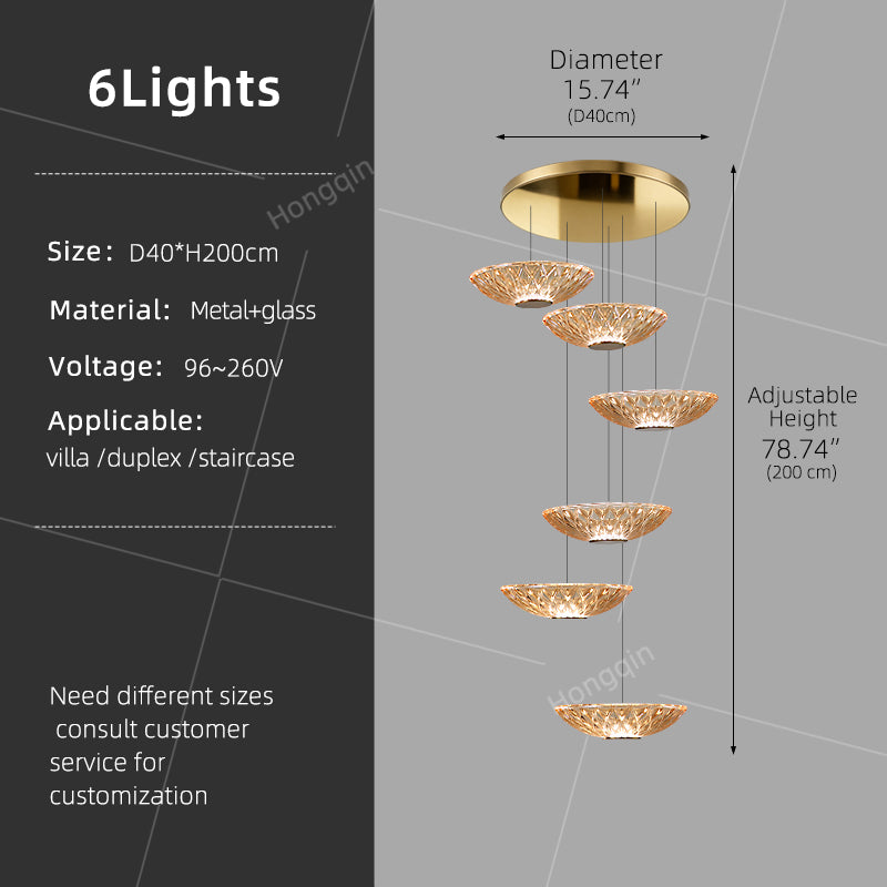 Modern LED Stair Designer Glass Pendant Light