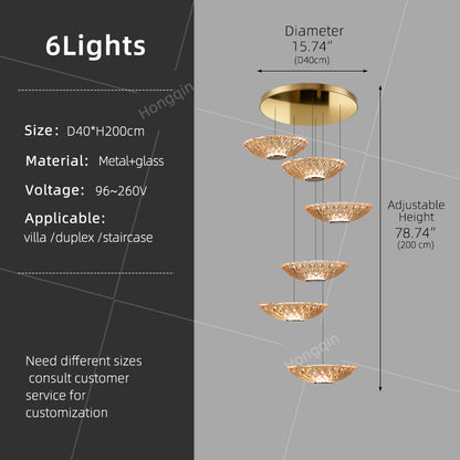 Modern LED Stair Designer Glass Pendant Light