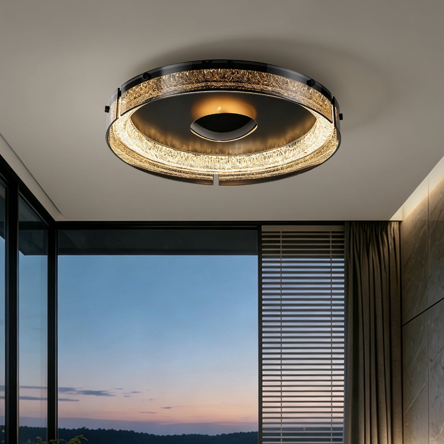 Modern Double Layer Circular Glass LED Ceiling Flush