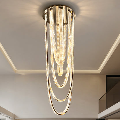 Modern Crystal Living Room Duplex Loft Hall High Chandelier