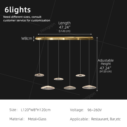 Modern Luxury Glass Chandelier Bar Kitchen Island Table Ripple Water Glass Pendant Lamp Art High Ceiling Hanging Lights