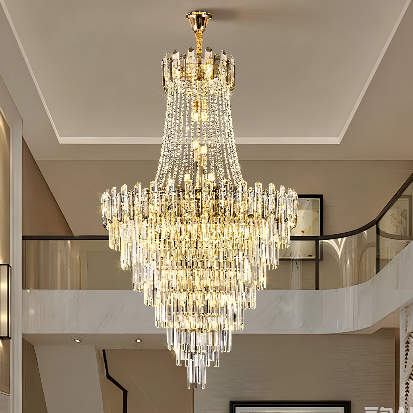 Luxury Duplex Loft Villa Living Room Chandelier