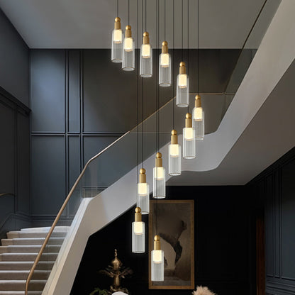 Modern Glass Chandelier for Stairs Sitting Room Villa Staircase Chandelier High Ceiling Pendant Lights Staircase Hanging Lamp