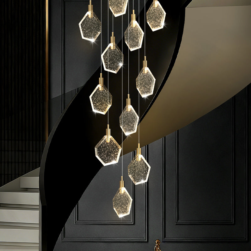 Modern Crystal Stair Suspended Villa LED Stair Pendant Light