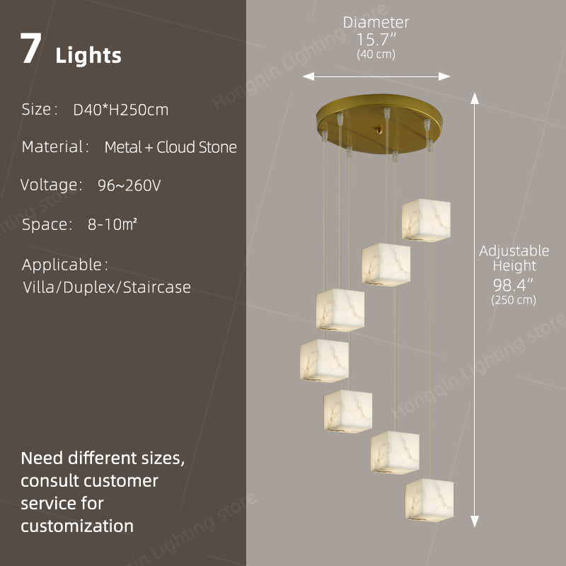 Nordic Chandelier Stairs High Ceiling Staircase Marble Chandelier