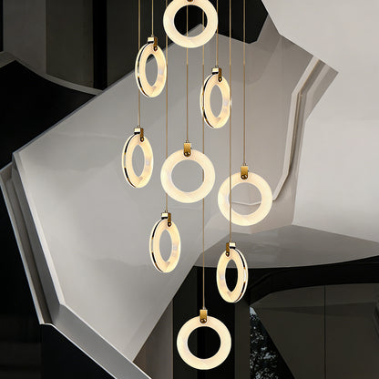 Stair Chandelier Nordic Minimalist Marble Staircase Pendant Light Villa Staircase High Ceiling Chandelier Luxury Lighting