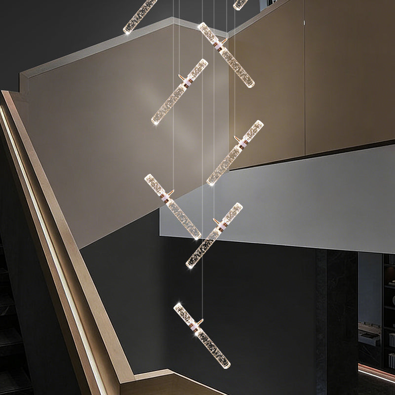 Stair Luxury LED  Duplex Building Villa Chandelier