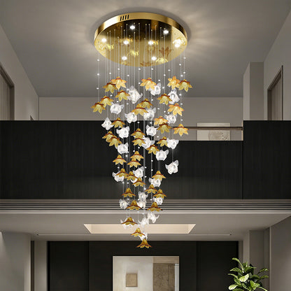 Dining Room Chandeliers Modern Villa Dining Table Island Pendant Lamp Creative Glass Flower Hanging Lamp