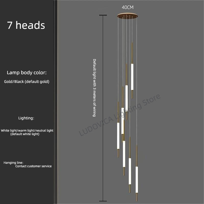Duplex Attic Staircase Chandelier Long LED Chandelier Stair Pendant Dining Room Stair Chandeliers