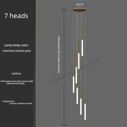 Duplex Attic Staircase Chandelier Long LED Chandelier Stair Pendant Dining Room Stair Chandeliers