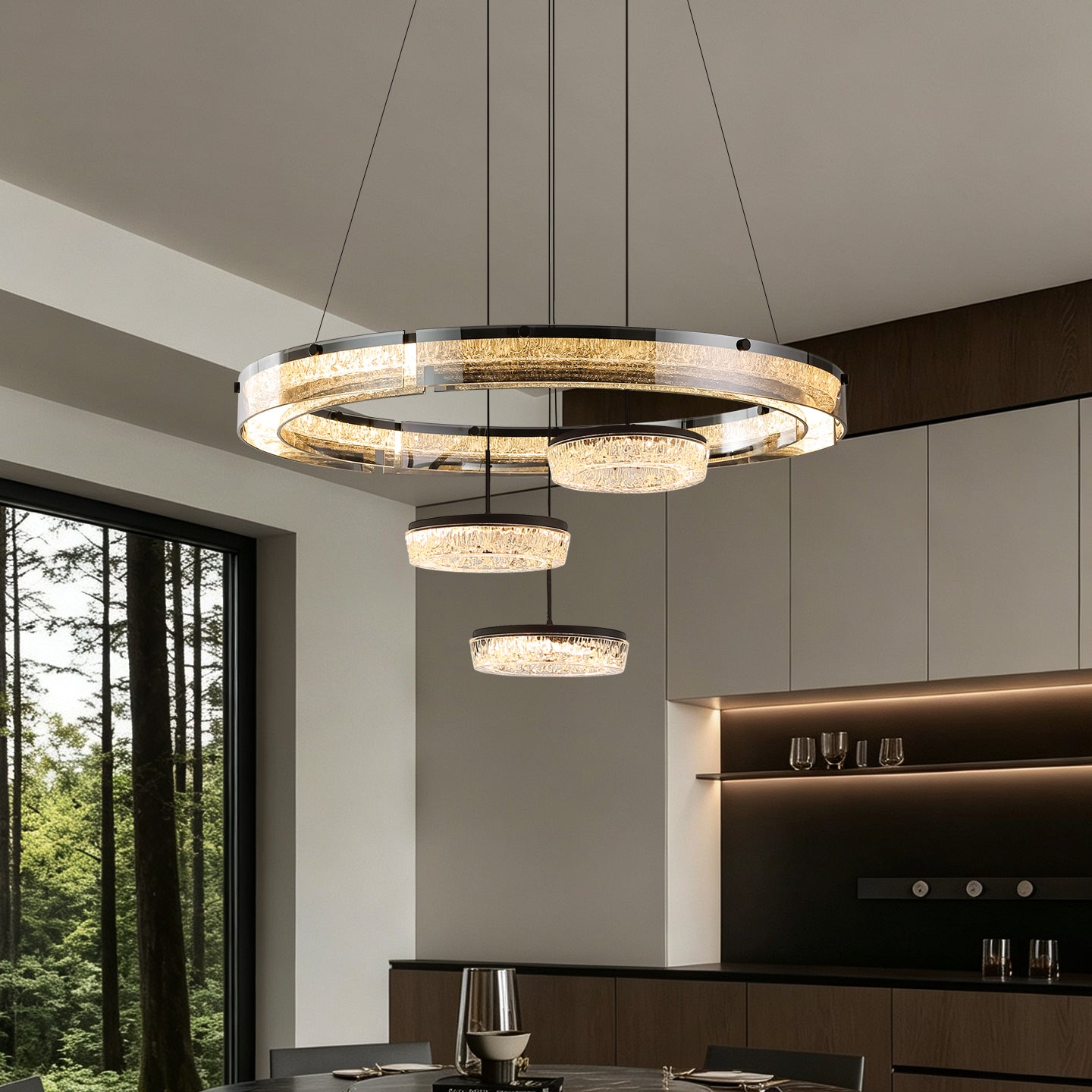 Luxury LED Ring Living Room Hanging Lamp