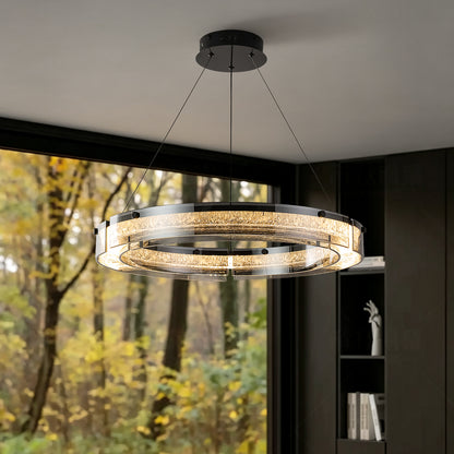 Modern Double Ring LED Suspension Chandelier
