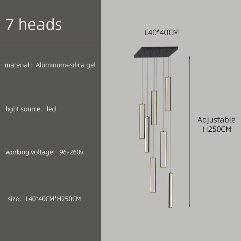 Luxury LED Staircase Attic Villa Stair Chandelier